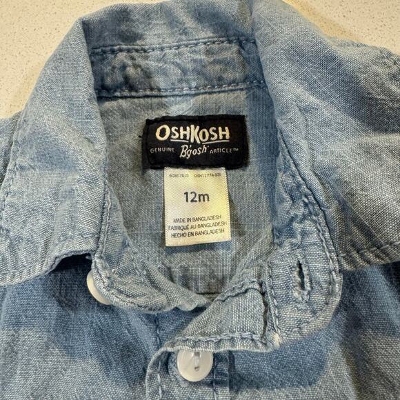 OshKosh B'Gosh Baby Boy 12M Button Up Shirt 100% Cotton - Picture 4 of 4